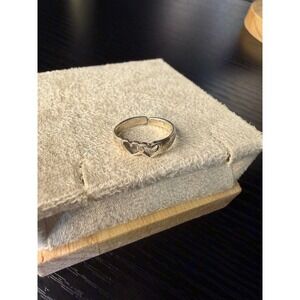 Shube Dakota West Sterling Silver 925 Double Heart Adjustable Toe Ring Band